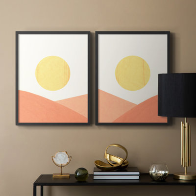 Simple Boho Sun I - impression encadrée de qualité supérieure - prête à être accrochée - aucun clou requis - aucun clou requis
