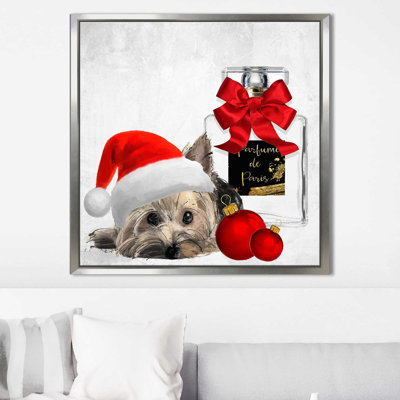 «Christmas Holiday Yorkie (Square)» par By Jodi - impression