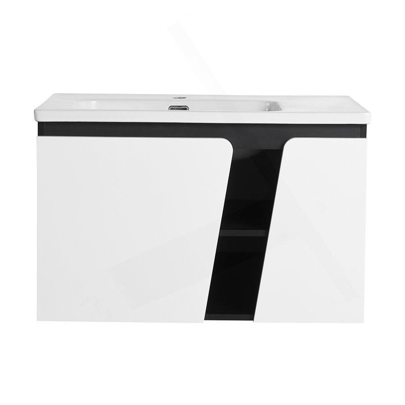 Meuble-lavabo mural flottant 32 po avec lavabo simple et porte d'armoire à fermeture en douceur 32 po