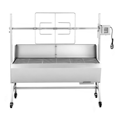 Rotisserie Grill, 38W BBQ Outdoor Pig & Lamb Spit Roaster, Charcoal Spit Roaster with 132 LBS Capacity, Wheels & 4-Level Height, Stainless Steel Electric Rotisserie Grill Kit for Camping Outdoor