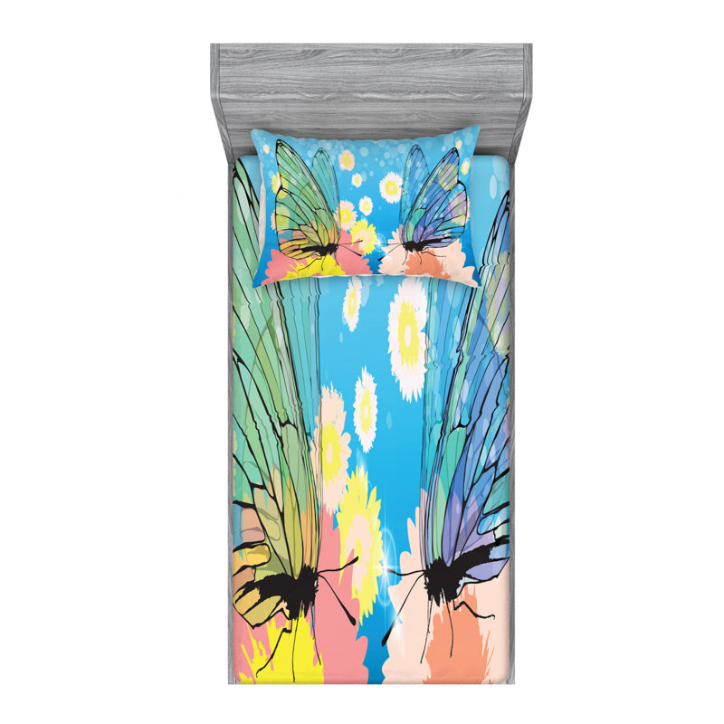 Ensemble de literie à ailes ange, Ensemble de draps pour lit simple avec drap-housse