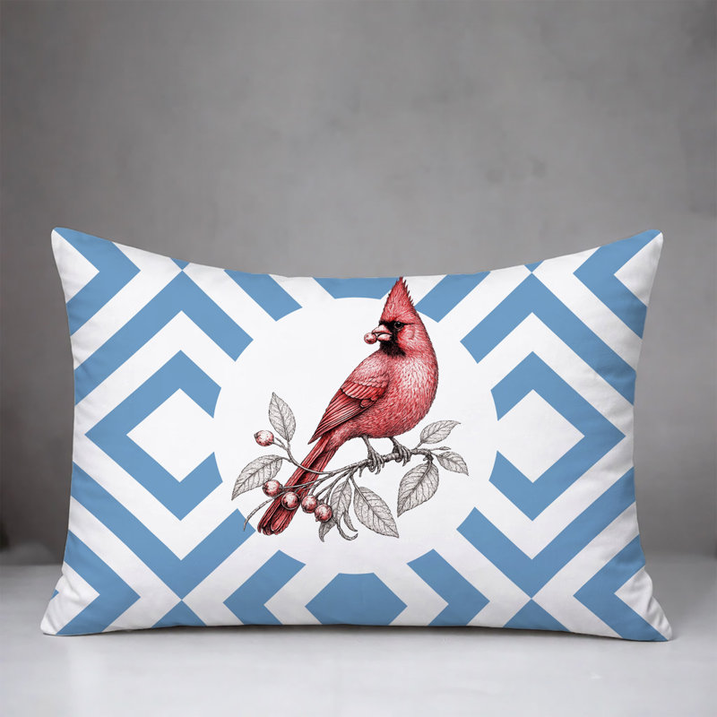 Oreiller réversible intérieur / extérieur Red Cardinal, 20 po x 14 po, Bleu