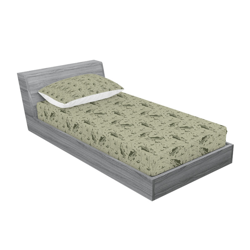 Drap-housse de pêche Ambesonne, Ensemble de draps pour lit simple + 3 pièces supp