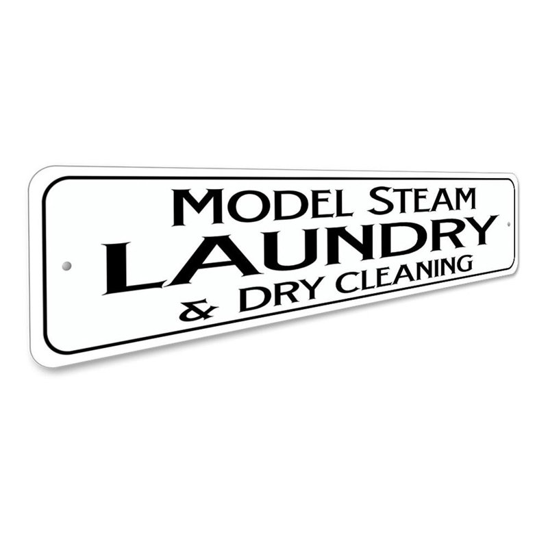 Enseigne en aluminium modèle Steam Laundry, H 4 po x l 18 po x P 0,04 po
