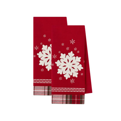  Ensemble de 2 torchons de Noël tissés, 18 x 28, flocon de neige