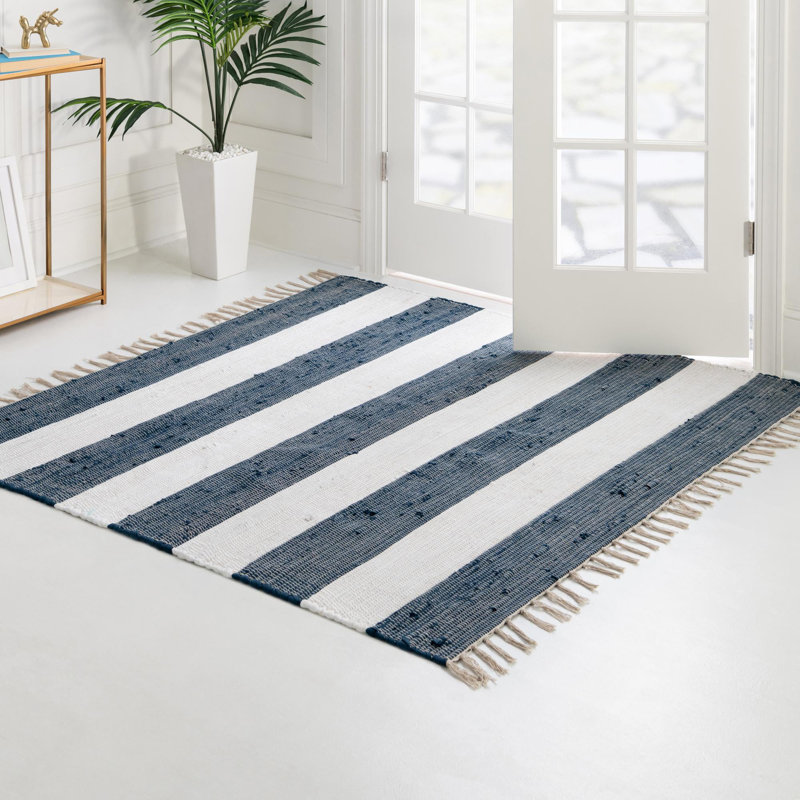 Carlotta Cotton Striped Indoor Rug, Square 7'10"