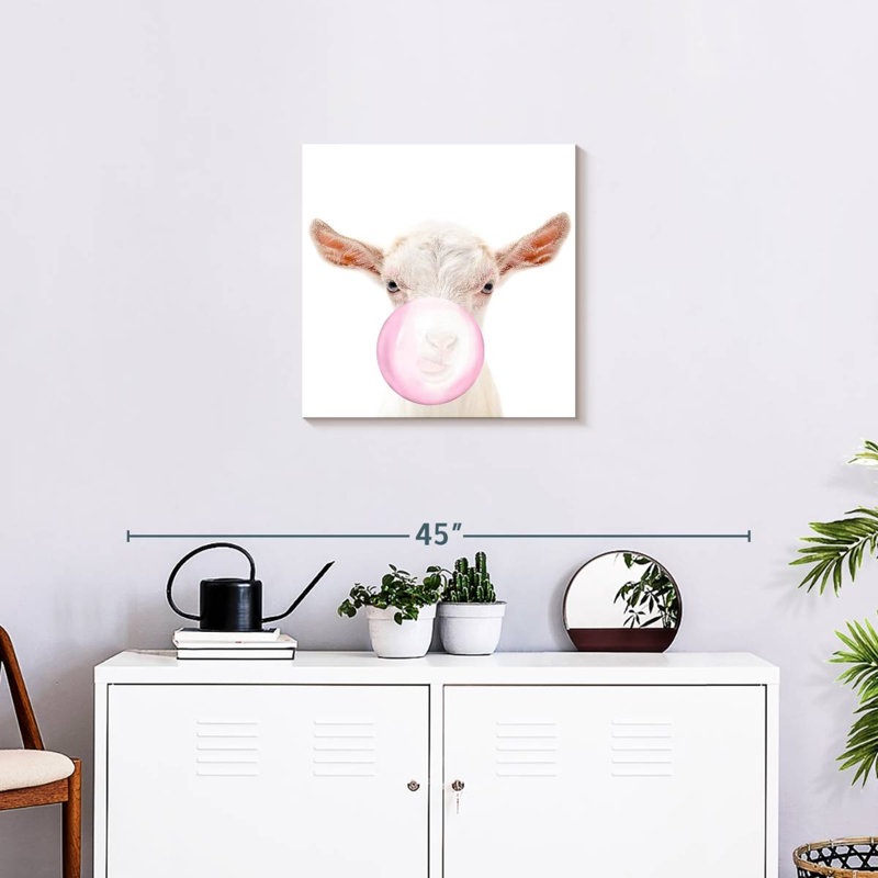 " Bubble Gum Goat ", 20" H x 20" W x 1.25" D
