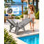 Chaise longue d'extérieur de 80 pouces, résistante aux intempéries, en silicone HIPS, avec porte-gobelet et accoudoirs, idéale pour l'extérieur, la plage, la piscine ou la terrasse. Couleur : gris.-139745867-118047609