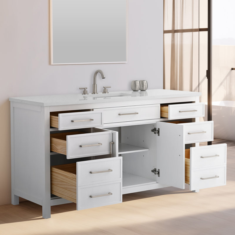 Meuble-lavabo simple 60 po Wenniah, Blanc