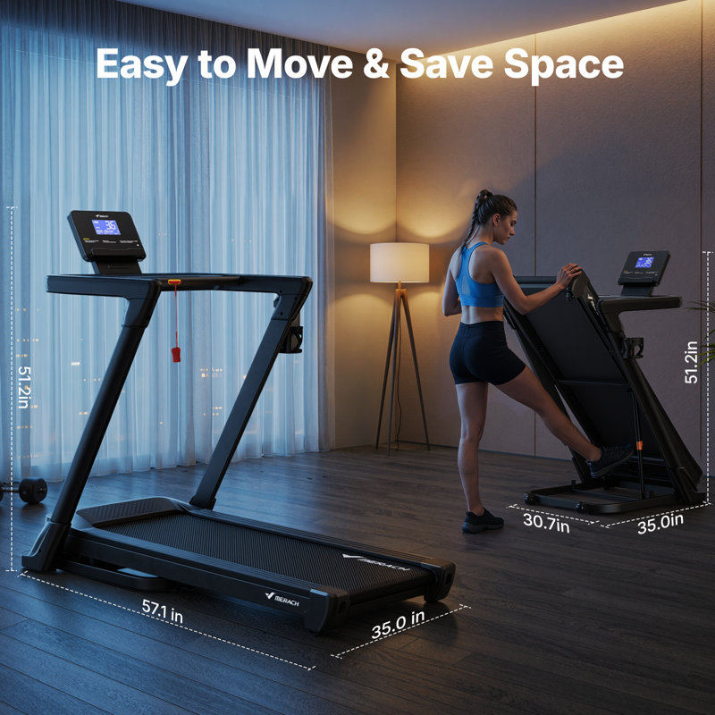 Tapis roulant MERACH avec inclinaison automatique de 18%, moteur de 3,5 ch, capacité de 350 lb et contrôle des applications