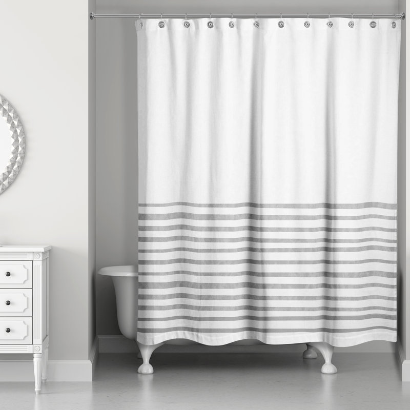 Rideau de douche rayé simple, gris