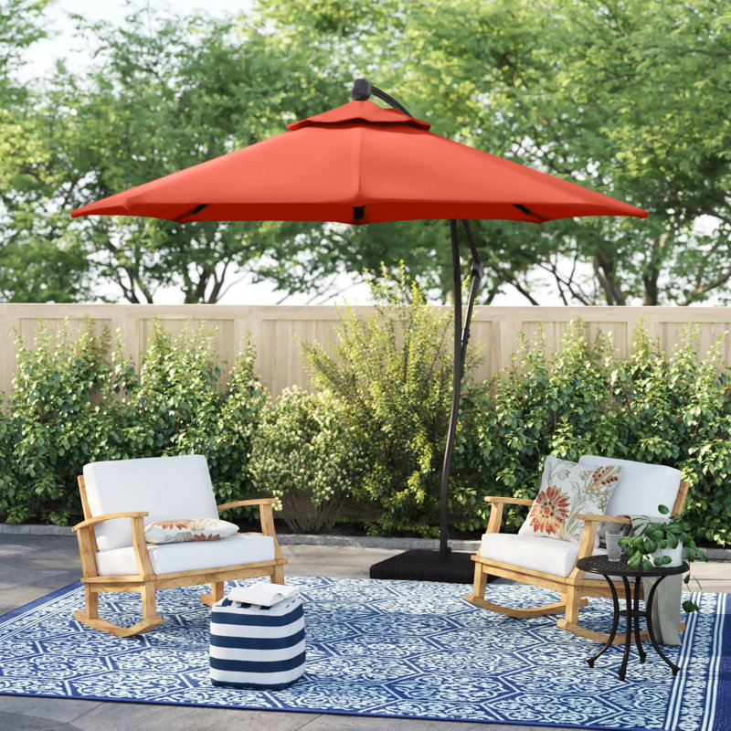 Parasol en porte-à-faux 9 pi Bayside Series, Performance en teck