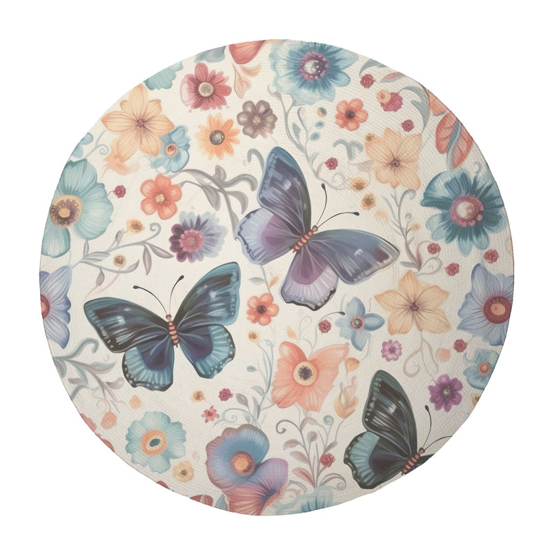 Tapis tressé Butterfly Garden, Rond 5 pi