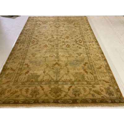 Tapis Oushak rétro noué à la main de conception unique 6 pi 1 po x 8 pi 10 po Anatolian