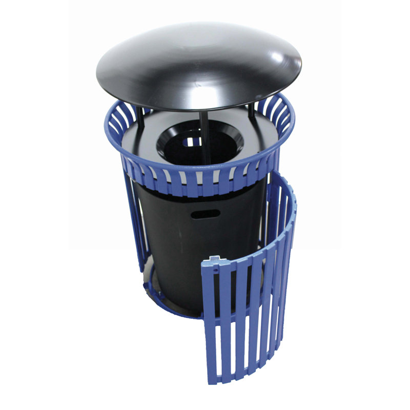 Poubelle en acier inoxydable 40 gallons, Bleu/noir
