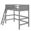 Lit mezzanine simple en bois avec échelle intégrée-554359965