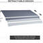 Auvent de patio rétractable 12 pi x 10 pi. Manivelle manuelle, tissu 280G / M et eau. Cadre en aluminium pour différents endroits. Abat-jour gris anthracite avec balcon à manivelle, patio, cour
