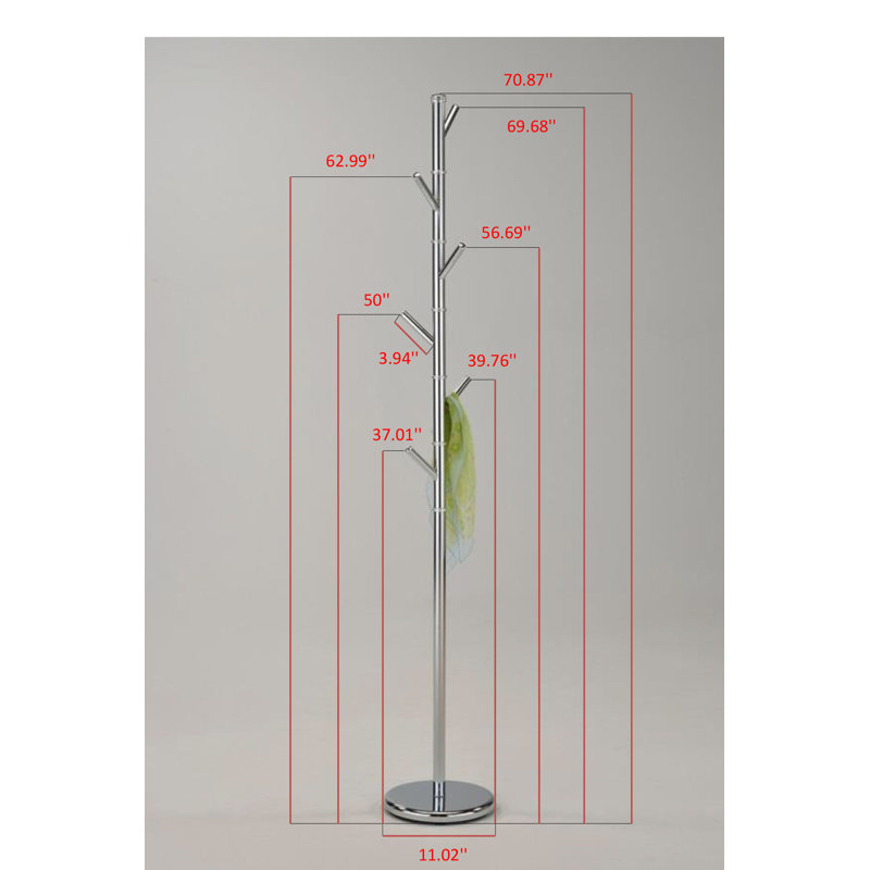 Pascal Metal Freestanding Coat Rack, Chrome