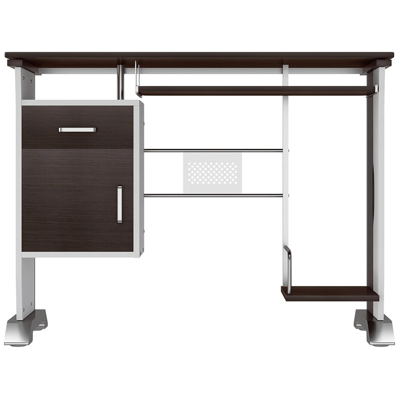 100Cm W Rectangular Computer Desk with Cabinet, Walnut/White