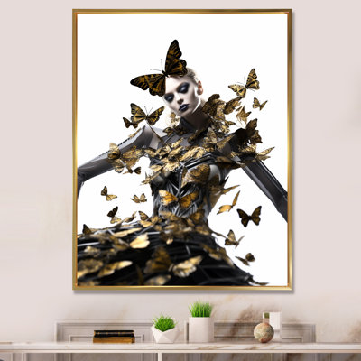 " Contemporary Glam Butterfly Woman In Black "