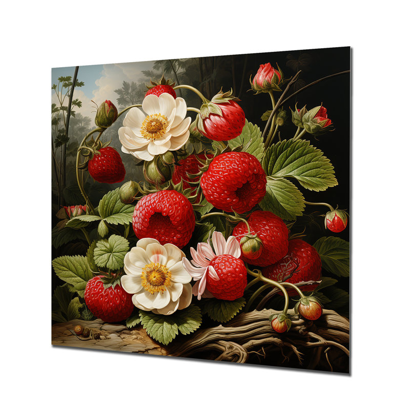 Renaissance, peinture d'un fruit aux fraises II - fruits, art mural en métal, H 36 po x l 36 po