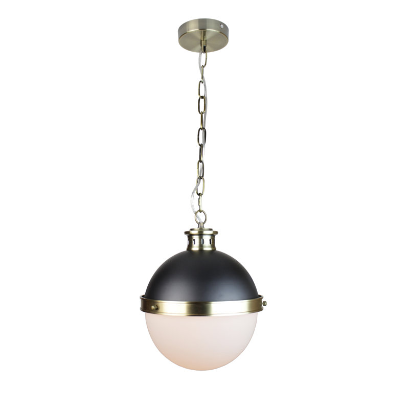 Bunton 1 - Light Single Pendant, Black/Satin Brass