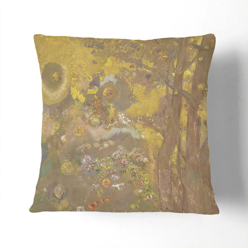 Trees Scatter Cushion with Filling, White, 40cm H x 40cm W x 15cm D