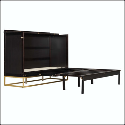 Murphy Queen Bed with Wooden Doors and Metal Legs