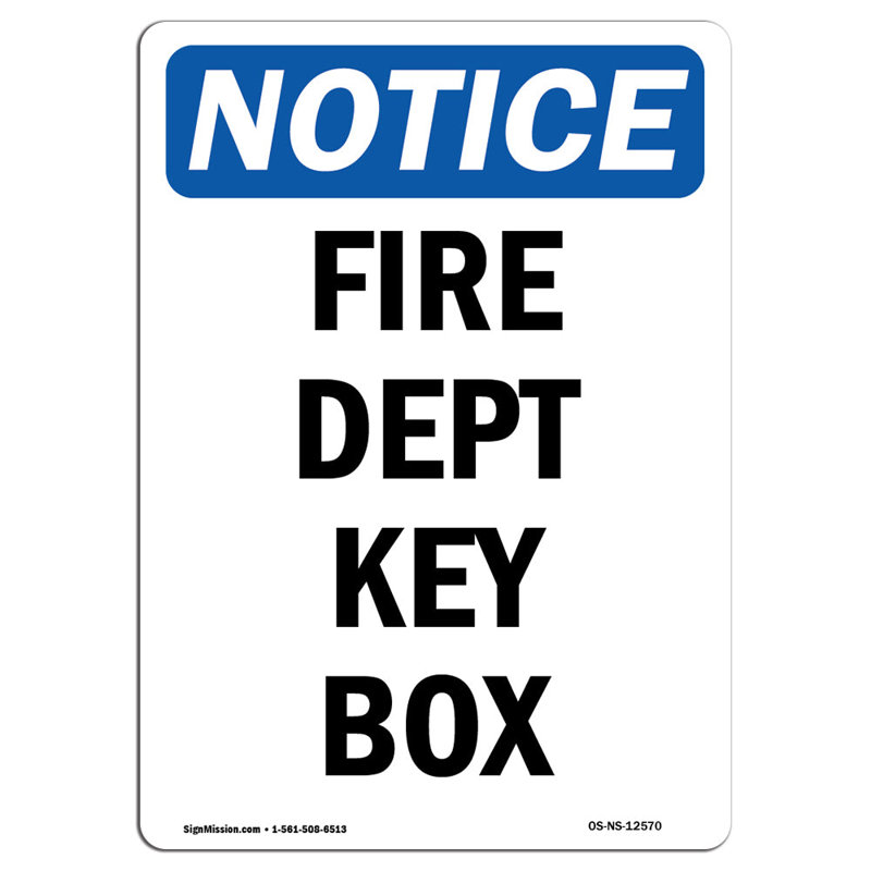 Fire Dept Key Box Sign