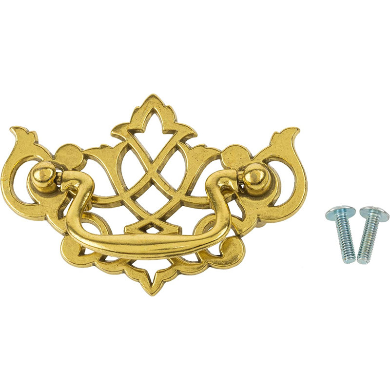Poignée à tiroirs Queen Anne Chippendale en laiton satiné (entraxe: 2 1/2 po)