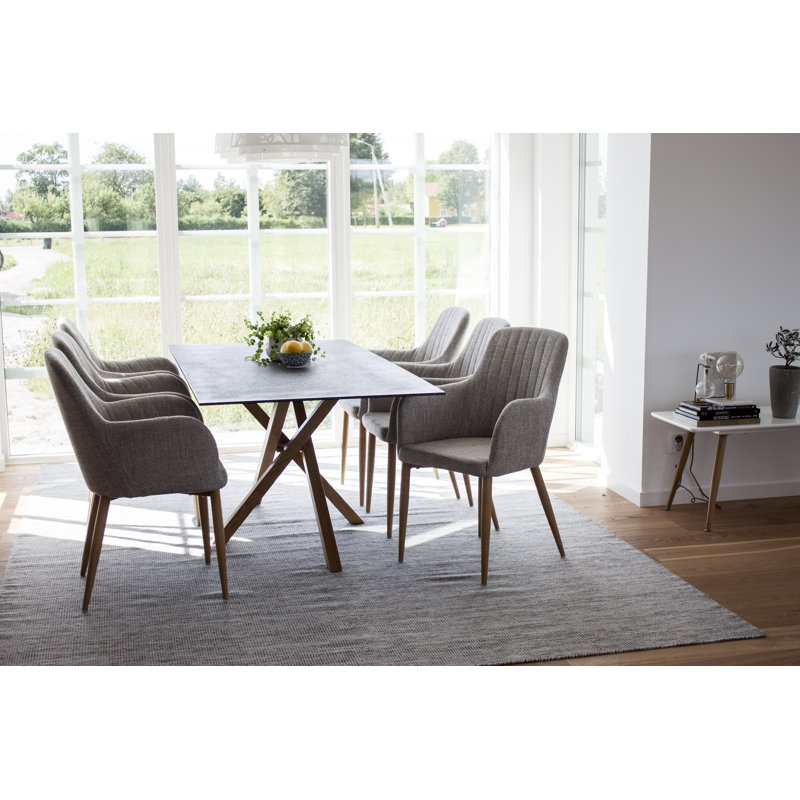 Negrete 6 - Person Dining Set, Brown, Light Grey/Brown