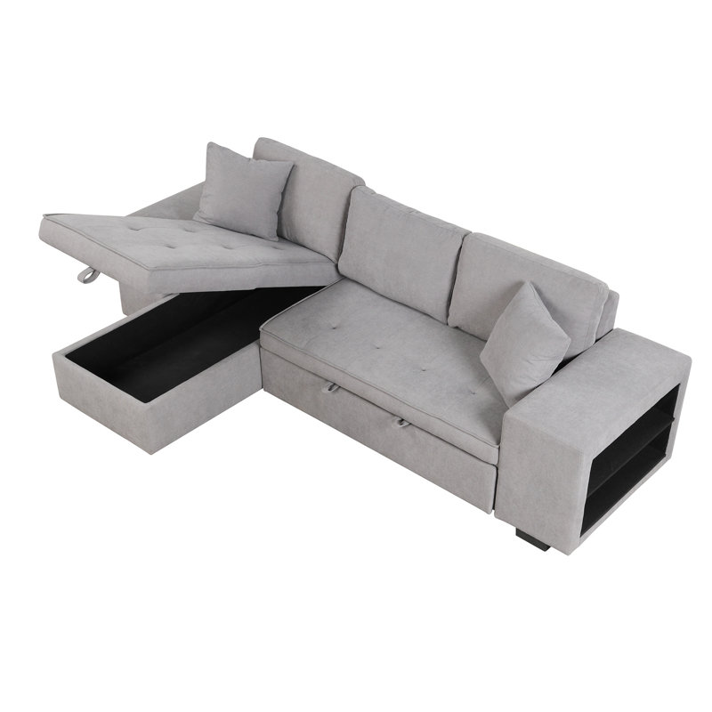 Ensemble de canapé-lit modulaire réversible en L de 104,5 po avec 3 chaises avec rangement et 2 tabourets pour le salon