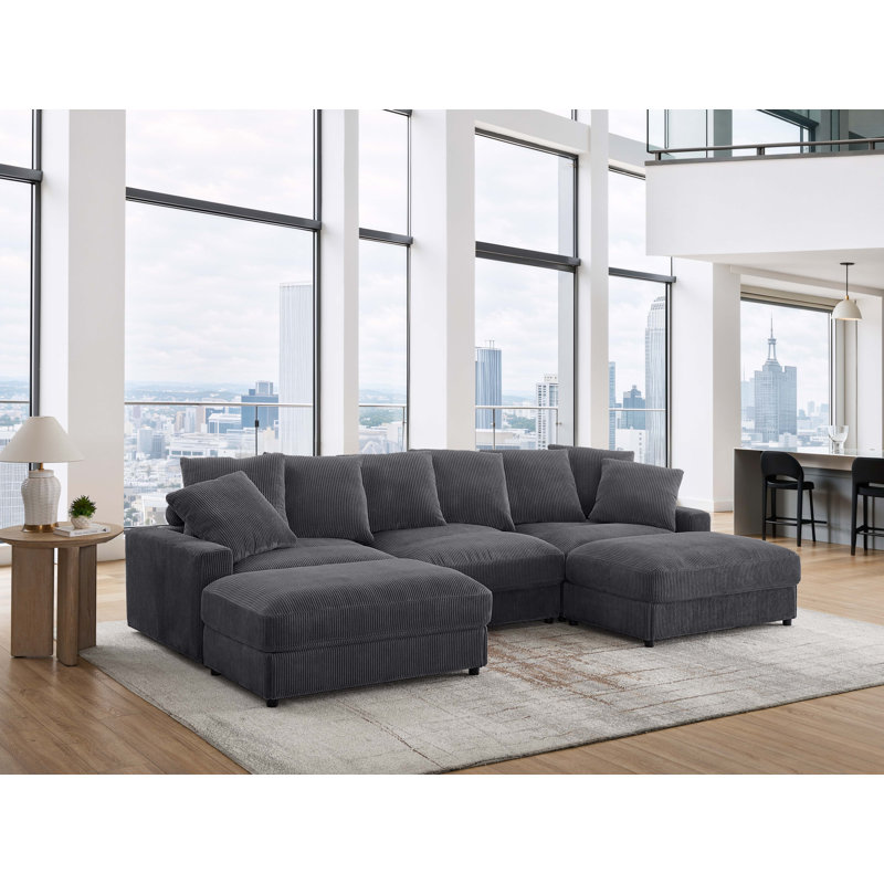 Canapé modulaire réversible Ashira, Gris anthracite