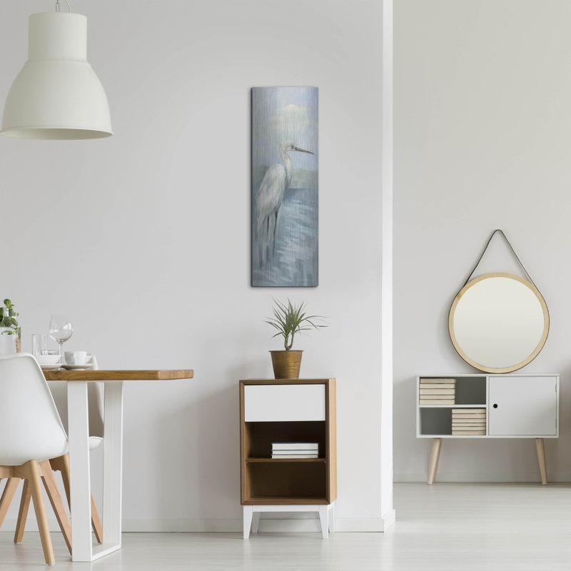 Art mural luxueux «Heron 1 Light» par Silvia Vassileva, 12 po x 36 po, H 36 po x l 12 po