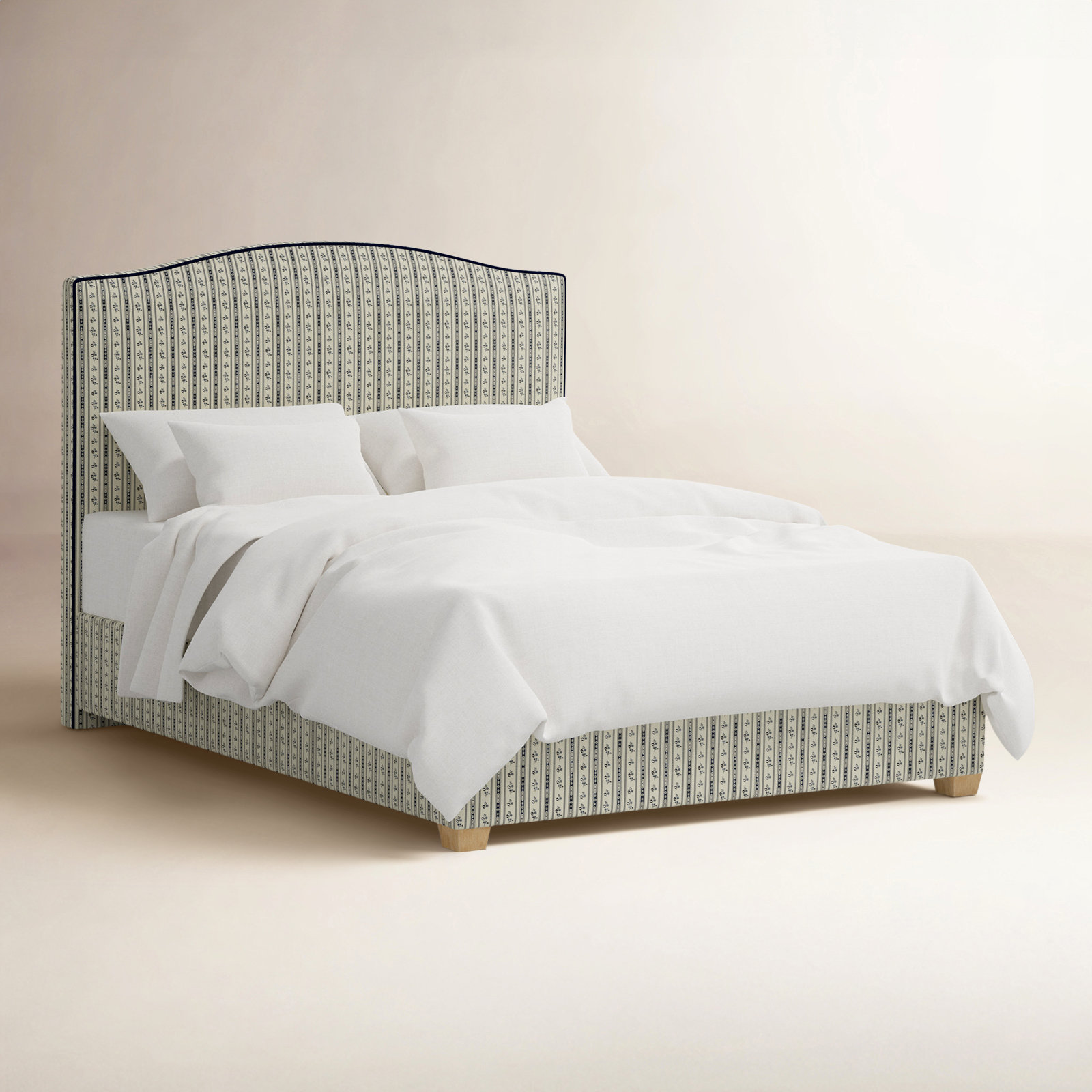 Upholstered Bed, Queen, Navy 