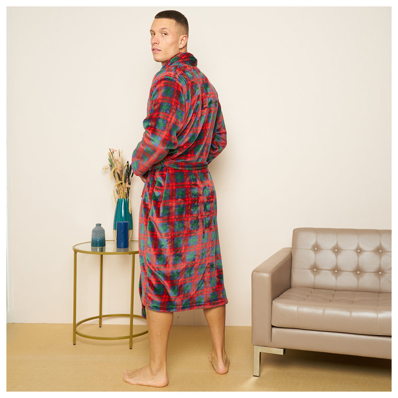 Wiber Mid-Calf Bathrobe with Pockets, Red