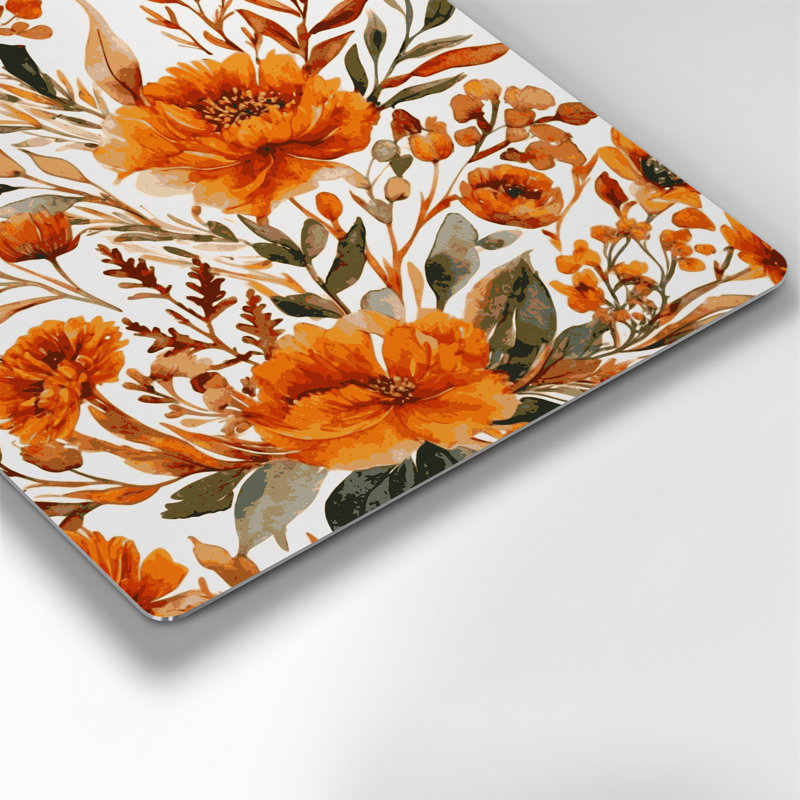 Aquarelle florale 55, art mural en métal brun, H 16 po x l 16 po