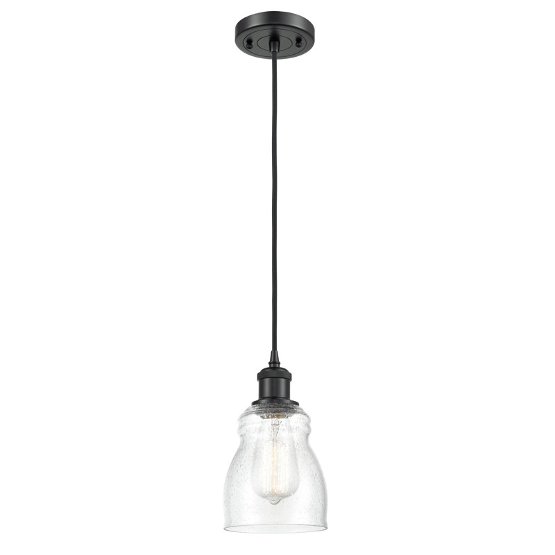 Luminaire suspendu en forme de cloche à 1 lumière Mauk, Noir mat, Ampoule DEL 6 watts Vinage, Grainé