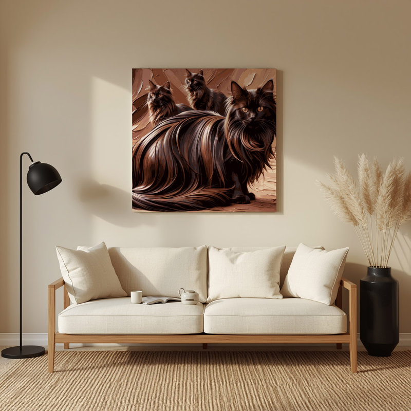 Cats York chocolat noir, art mural en métal, H 96 po x l 96 po x P 0,05 po