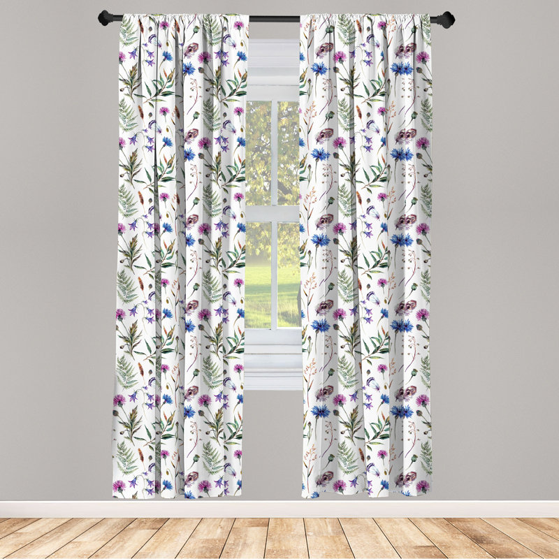 Thistle Floral Semi-Sheer Rod Pocket Curtain Panels, 28" x 63"