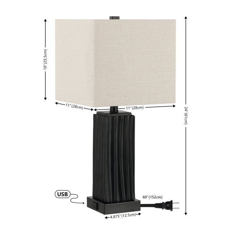Lampe de table 24 pouces avec port USB Park