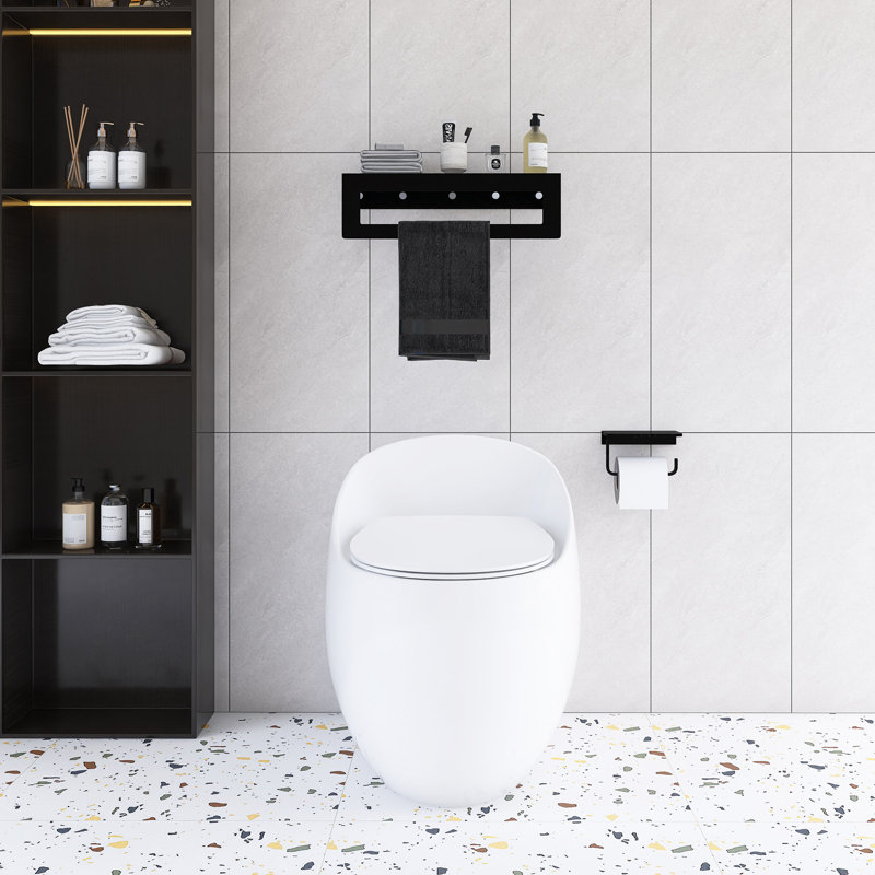 26 Inch 1-Piece 1.28 GPF Single Flush Egg Toilet In White