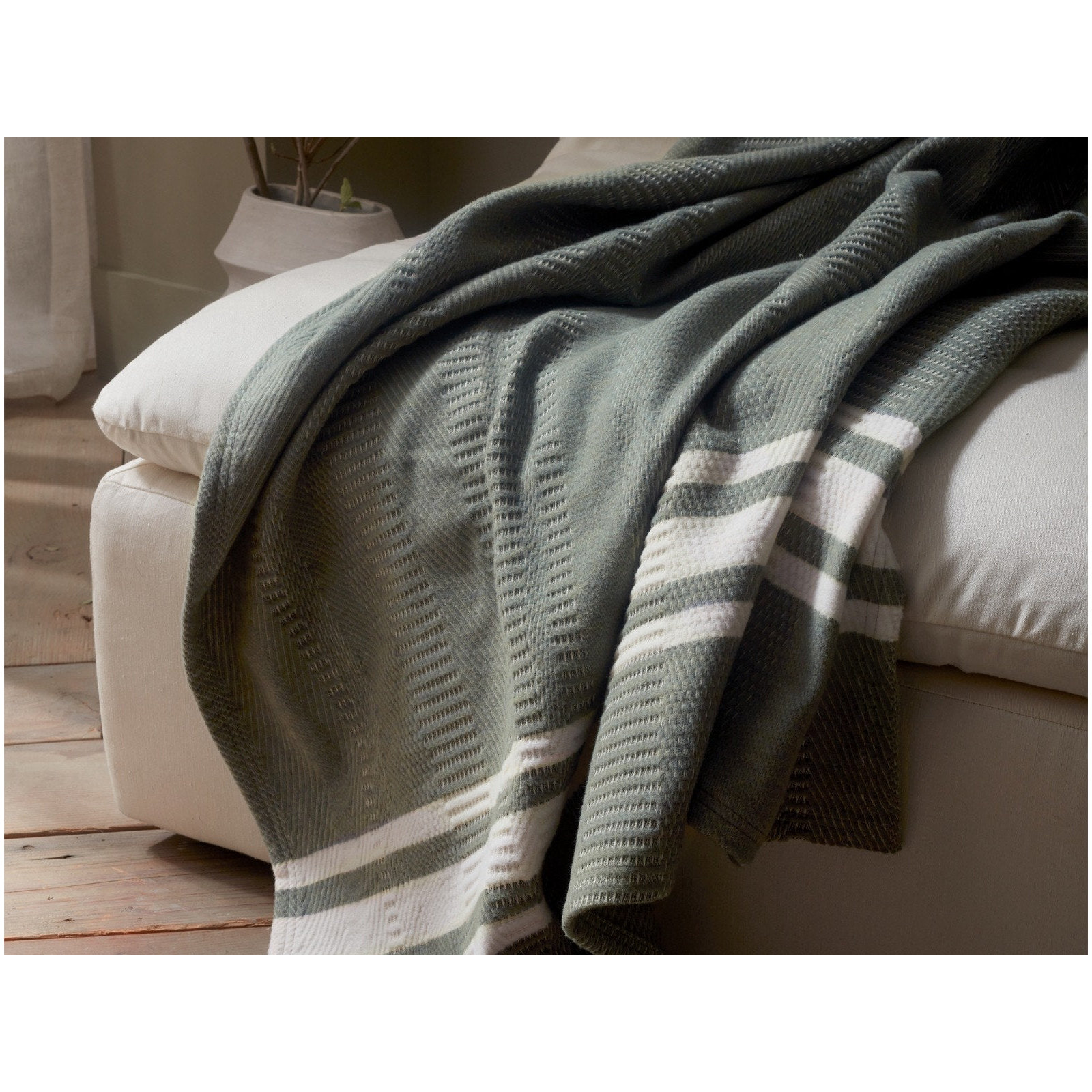 Cirrus Cotton Hand Woven Throw Blanket, Cypress