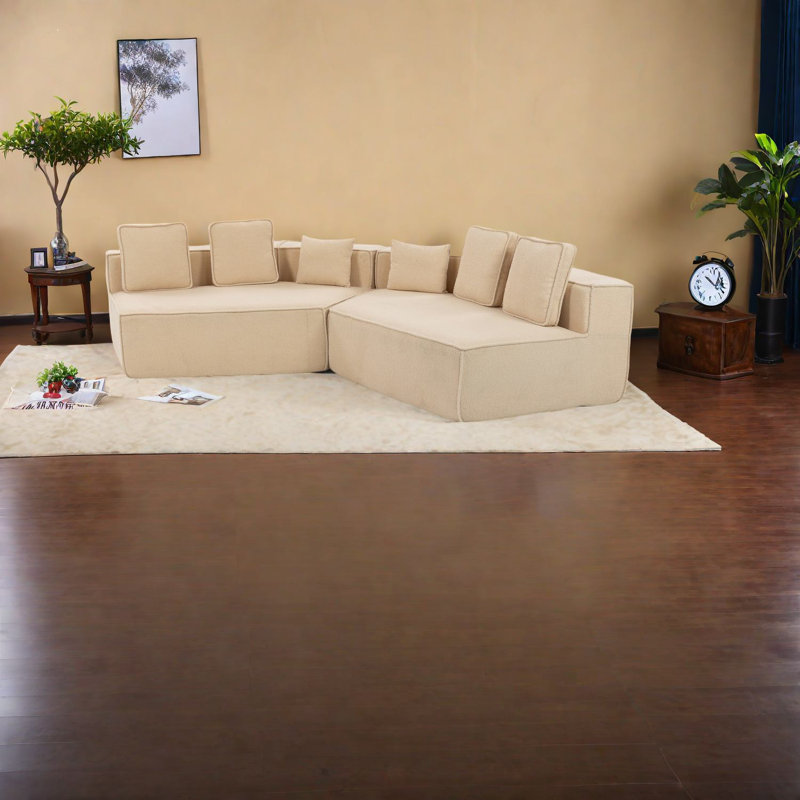 Spacious Teddy Velvet Sectionals, Cozy Family Sofa, Modern Design