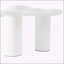 Table basse de 44 po x 25,9 po à assemblage facile avec plateau de 1,5 po d'épaisseur, table de bout irrégulière de style crème avec 3 pieds robustes, table centrale élégante avec bord rond pour le salon-566848989