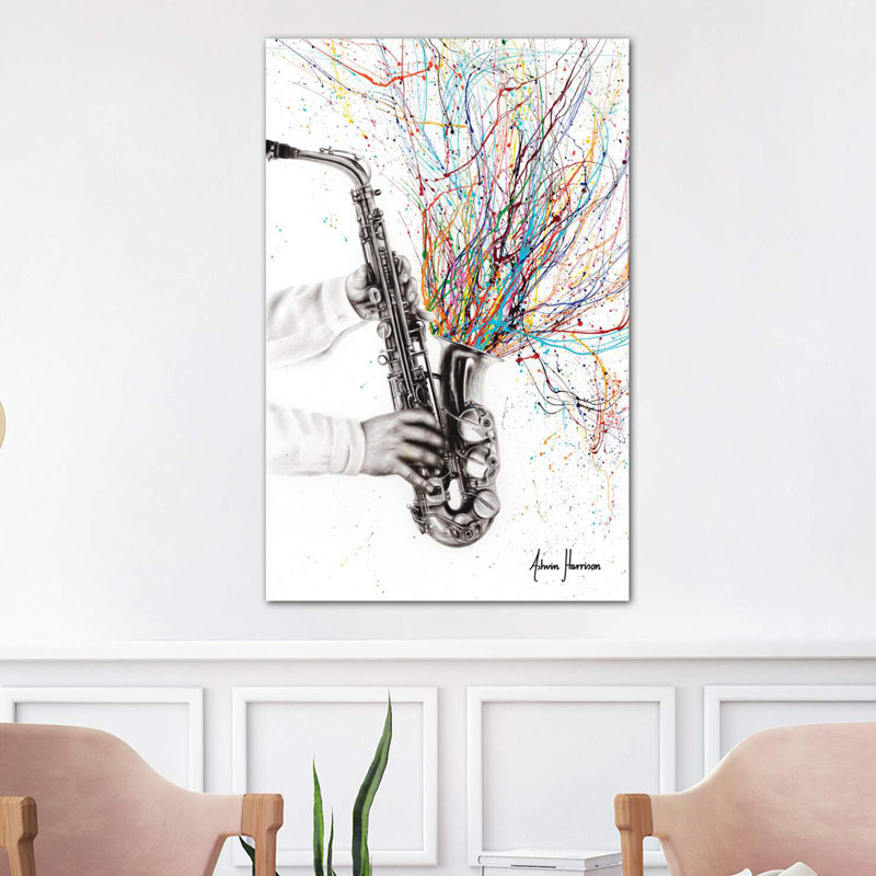 The Jazz Saxophone by Ashvin Harrison - Wrapped Canvas Painting, 101.6 cm H x 66.04 cm W x 3.175 cm D