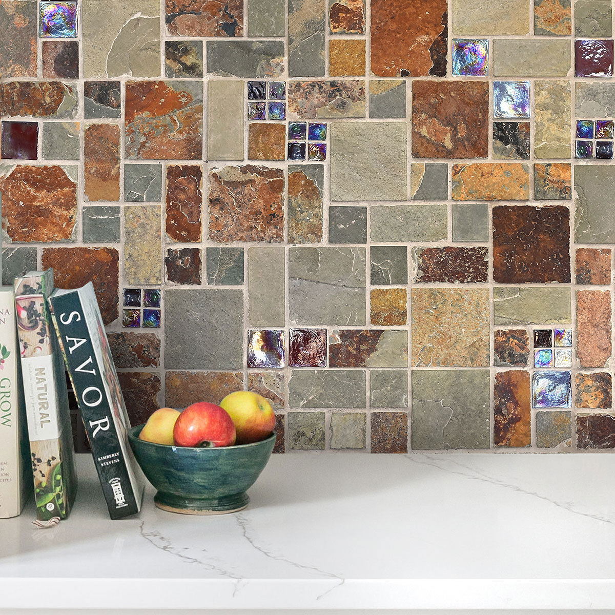 Mosaic Kitchen Carreau De Mosaïque Pour Mur Et Plancher En Ardoise Verre 12 Po X 12 Po
