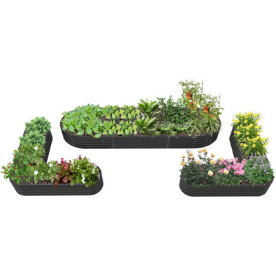 3-Pack 12X3X1.5Ft & 81X81X18 In Deep Root Outdoor  Galvanized Raised Garden Beds