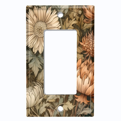 Couvercle de plaque d'interrupteur en métal; Fauteuil à bascule GFI 1 taille US standard - Fleurs rétro de style William Morris