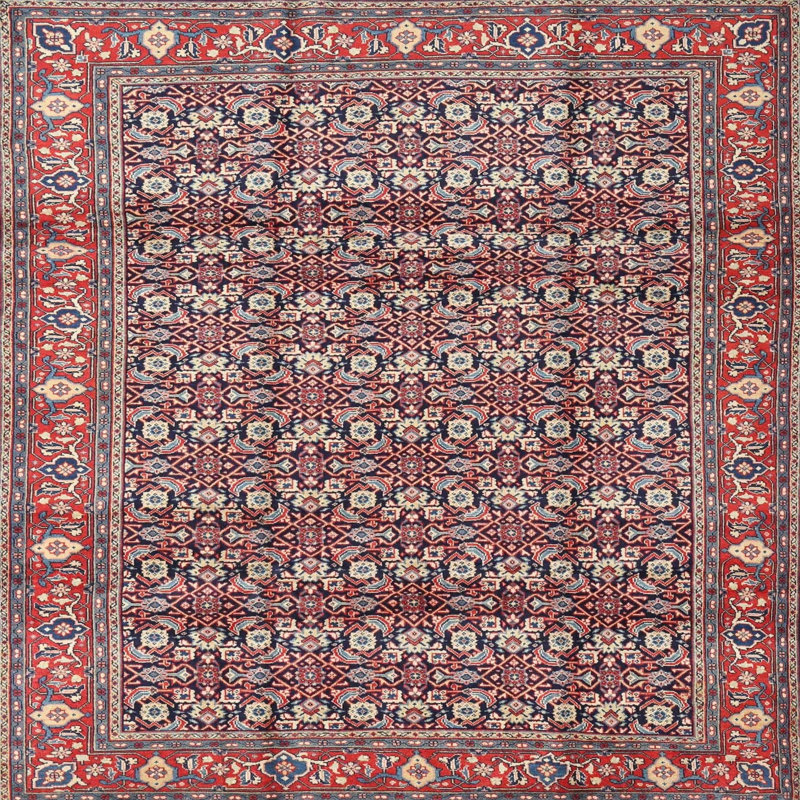 Tapis bleu/rouge traditionnel Ludwik, Carré 4 pi